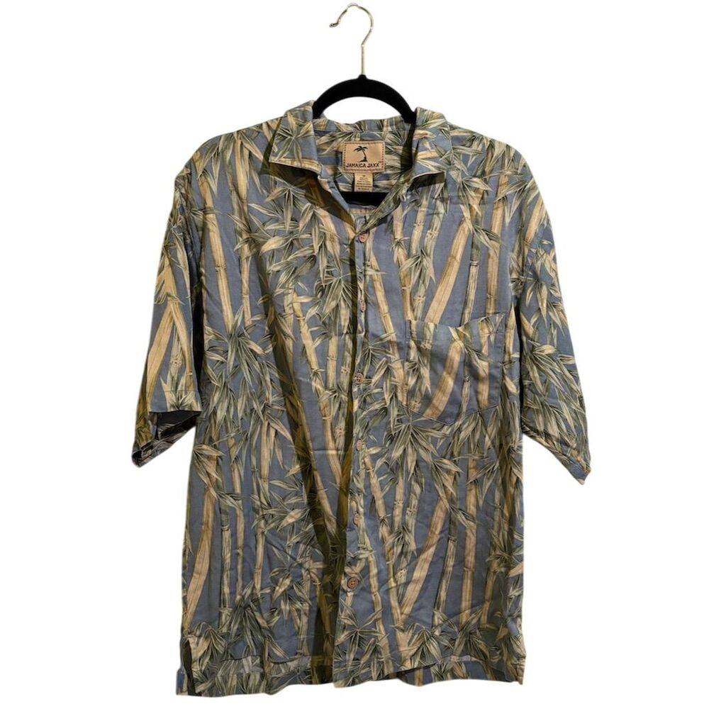 Jamaica Jaxx Men's M Silk Hawaiian Shirt Bamboo Design Multicolor